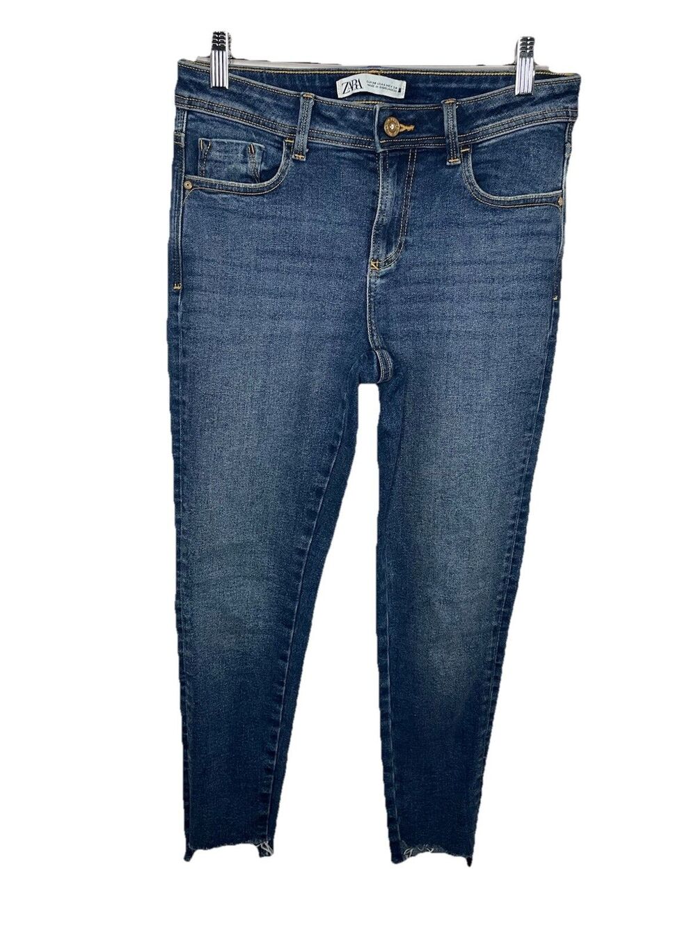 Zara Women's 6 Dark Wash Skinny Cropped Jeans Mid Rise Denim